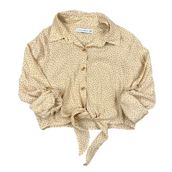 Faithful the Brand - Long Sleeve Polka Dot Tie Front Shirt in Peach - Picture 1 of 3